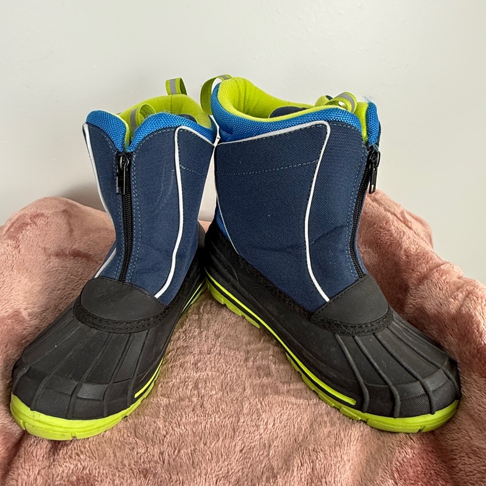 Children's Waterproof Adventure Boots - Navy and‎ Lime
